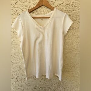 Christopher & Banks cream V-Neck Short Sleeve Top